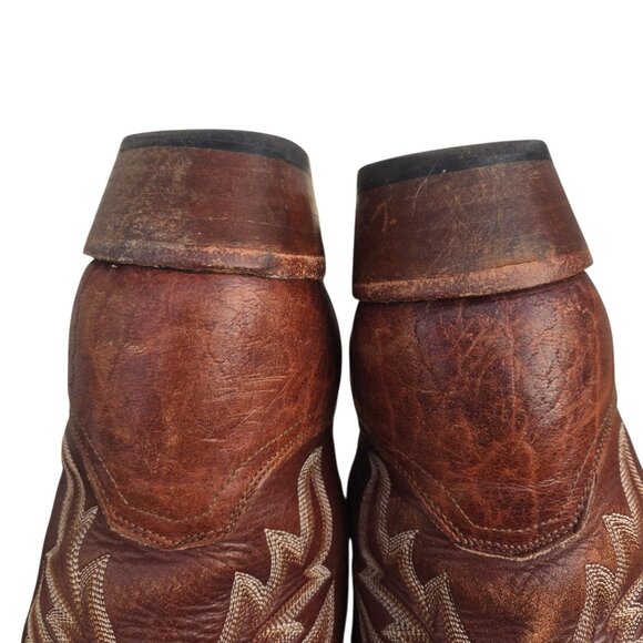 Lucchese 2000 Cowboy Boots Brown Leather Mens 9.5 D Western Wear Rodeo Country - Picture 9 of 16